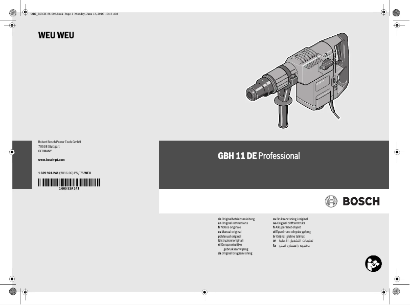 Page 1 de la notice Manuel utilisateur Bosch GBH 11 DE Professional