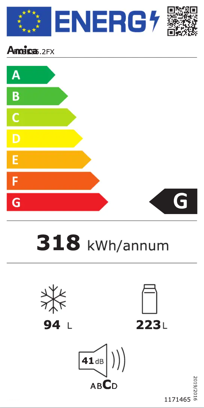 Página 1 del manual Etiqueta energética Amica FK3356.2FX