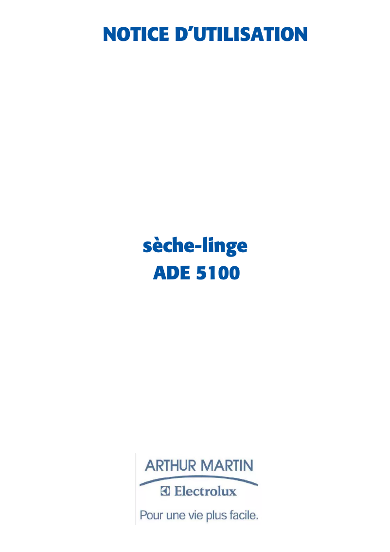 Image de la première page du manuel de l'appareil ADE 5100