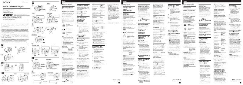 Image de la première page du manuel de l'appareil Walkman WM-FX483