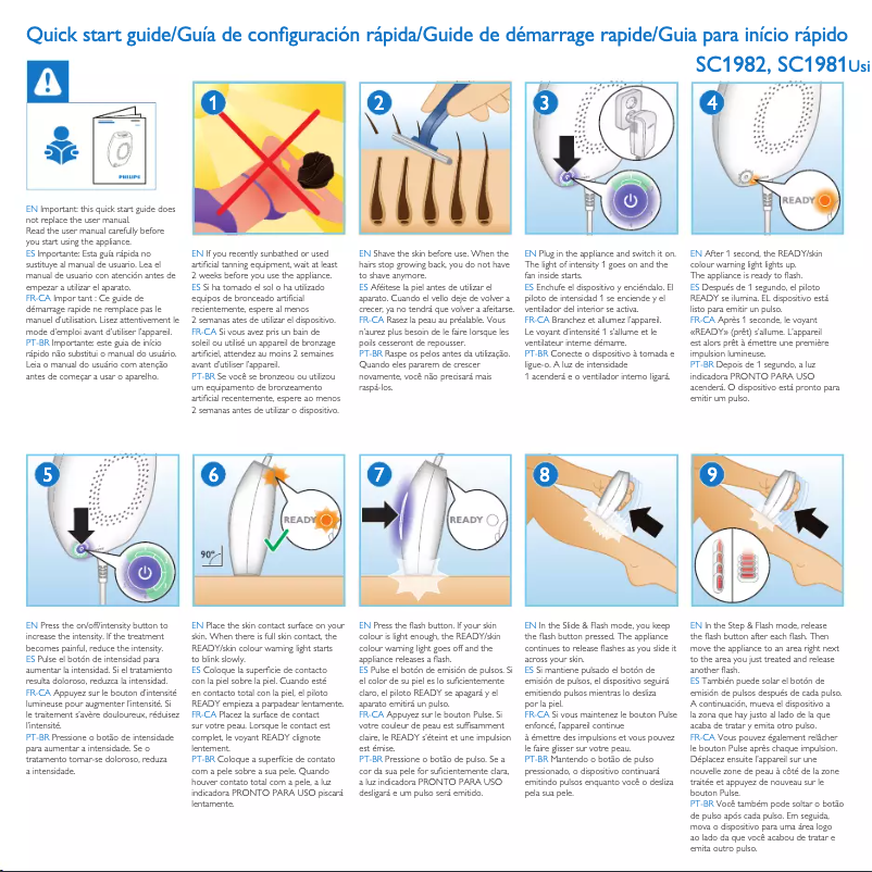 Image de la première page du manuel de l'appareil Lumea Comfort SC1981