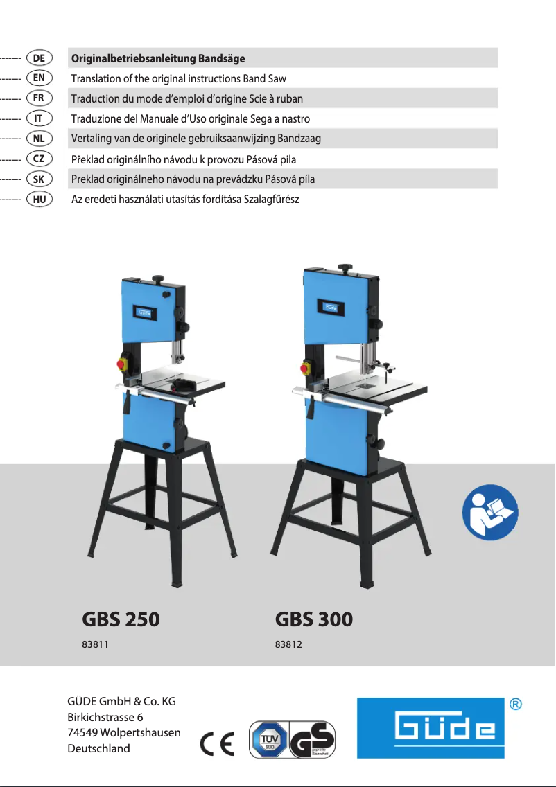 Page n°1 - Manuel utilisateur Güde GBS 250