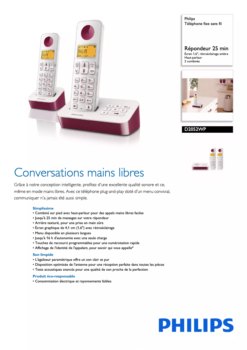 Imagen de la primera página del manual del dispositivo D2052WP