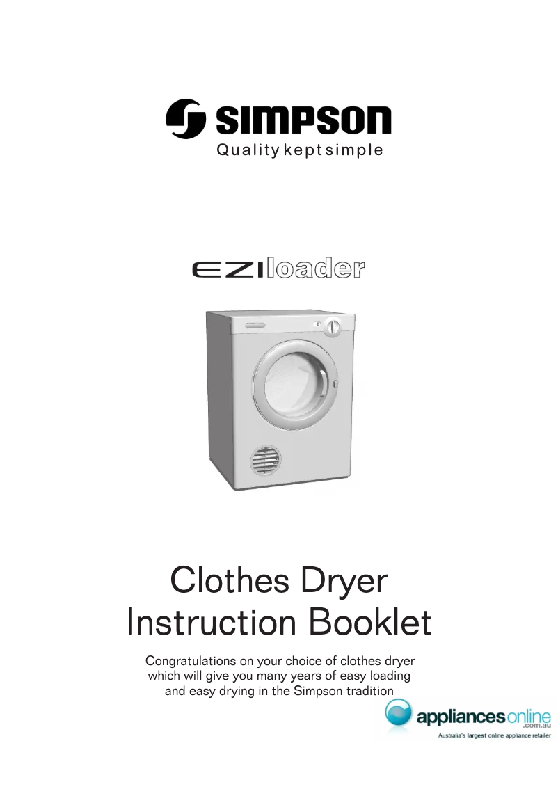 Page n°1 - Manuel utilisateur Simpson 39S600M