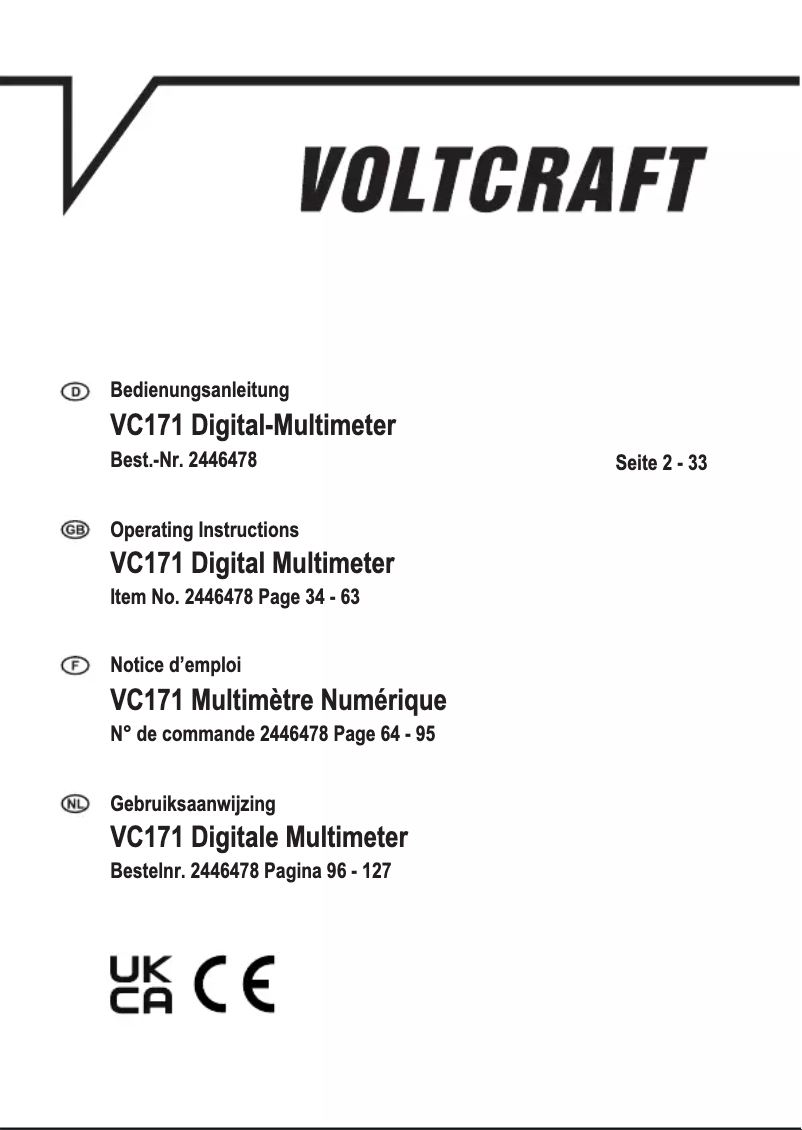 Página 1 del manual Manual de usuario Voltcraft VC171