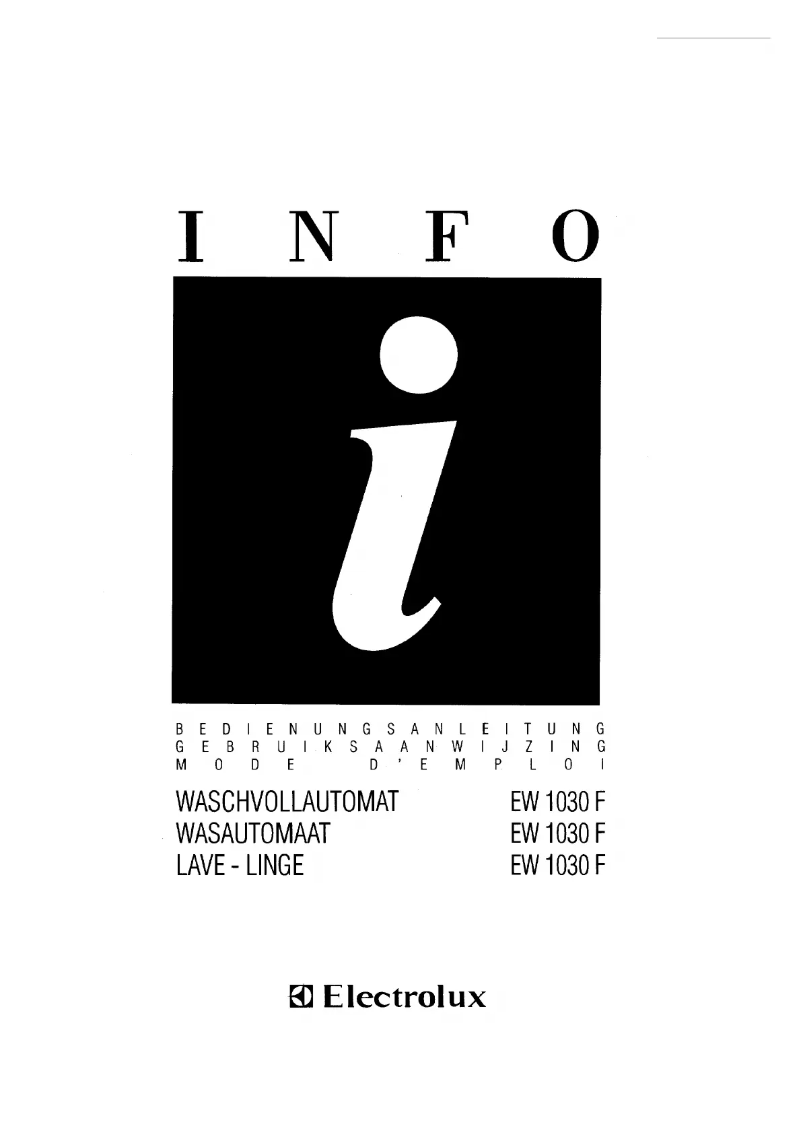 Image de la première page du manuel de l'appareil EW 1030f intuition