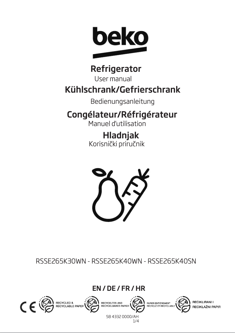 Image de la première page du manuel de l'appareil RSSE265K40WN