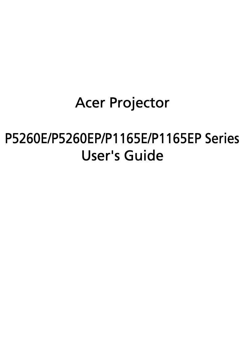 Page 1 de la notice Manuel utilisateur Acer P5260E