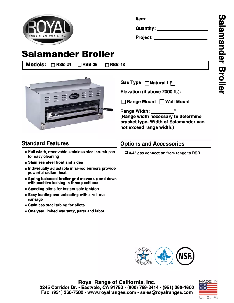 Page 1 de la notice Manuel utilisateur Royal Range RSB-24