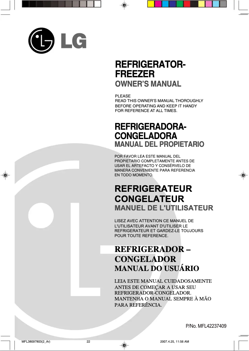 Page 1 de la notice Manuel utilisateur LG GR-M572YVQ