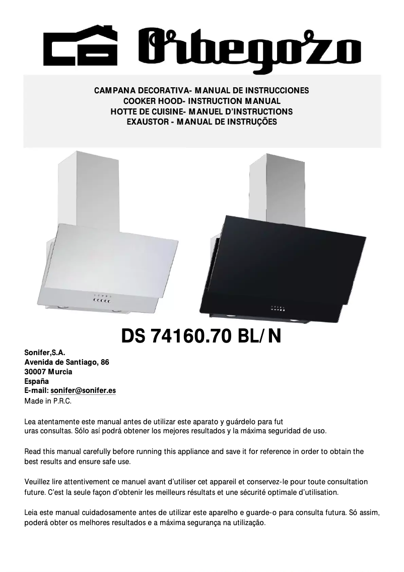 Page n°1 - Manuel utilisateur Orbegozo DS 74170 N