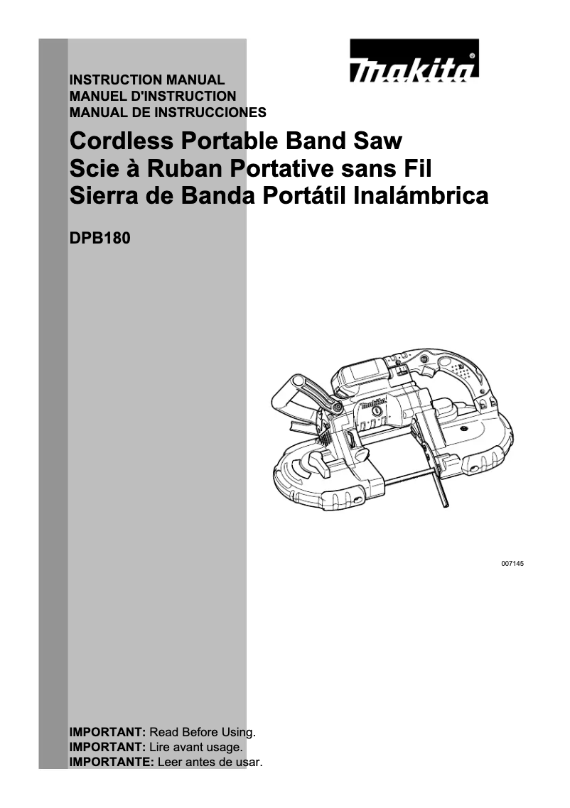 Page 1 de la notice Manuel utilisateur Makita DPB180Z