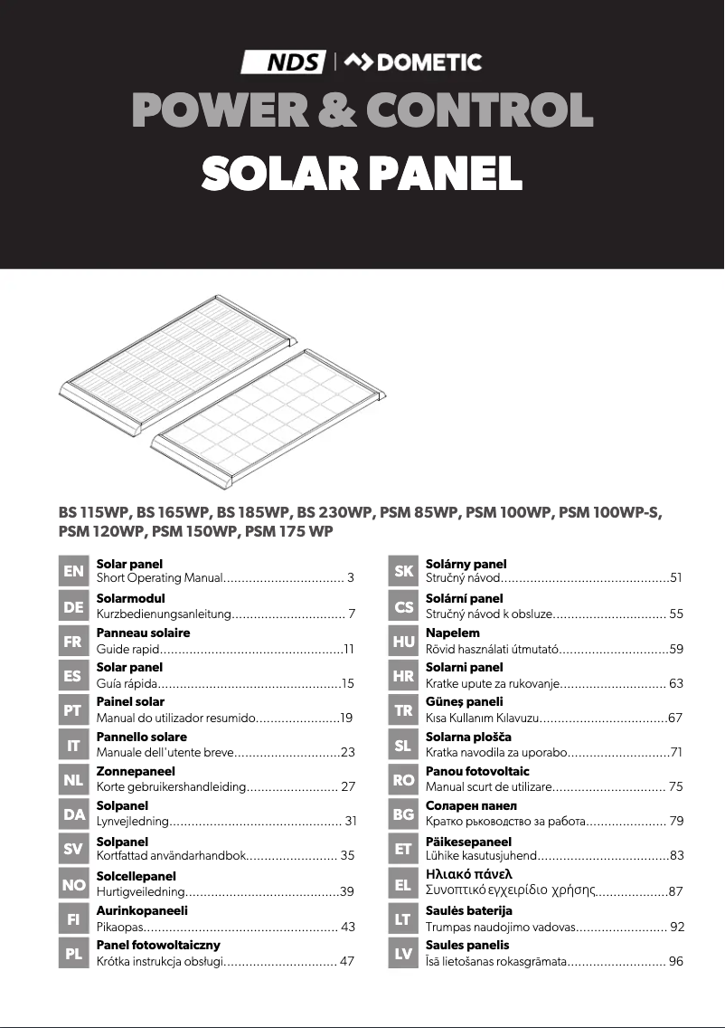 Page 1 de la notice Manuel utilisateur Dometic SFS115WP