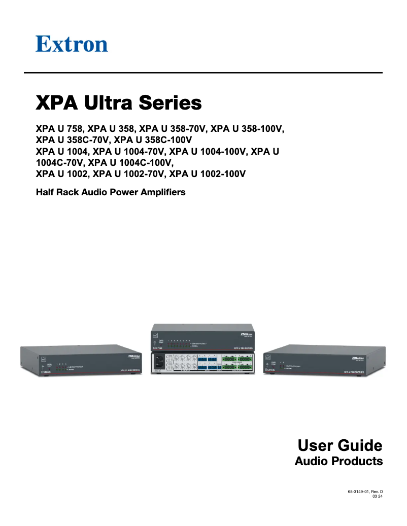 Page n°1 - Manuel utilisateur Extron XPA U 758