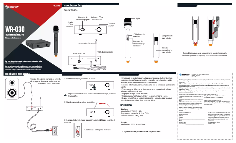 Page 1 de la notice Manuel utilisateur Steren WR-030