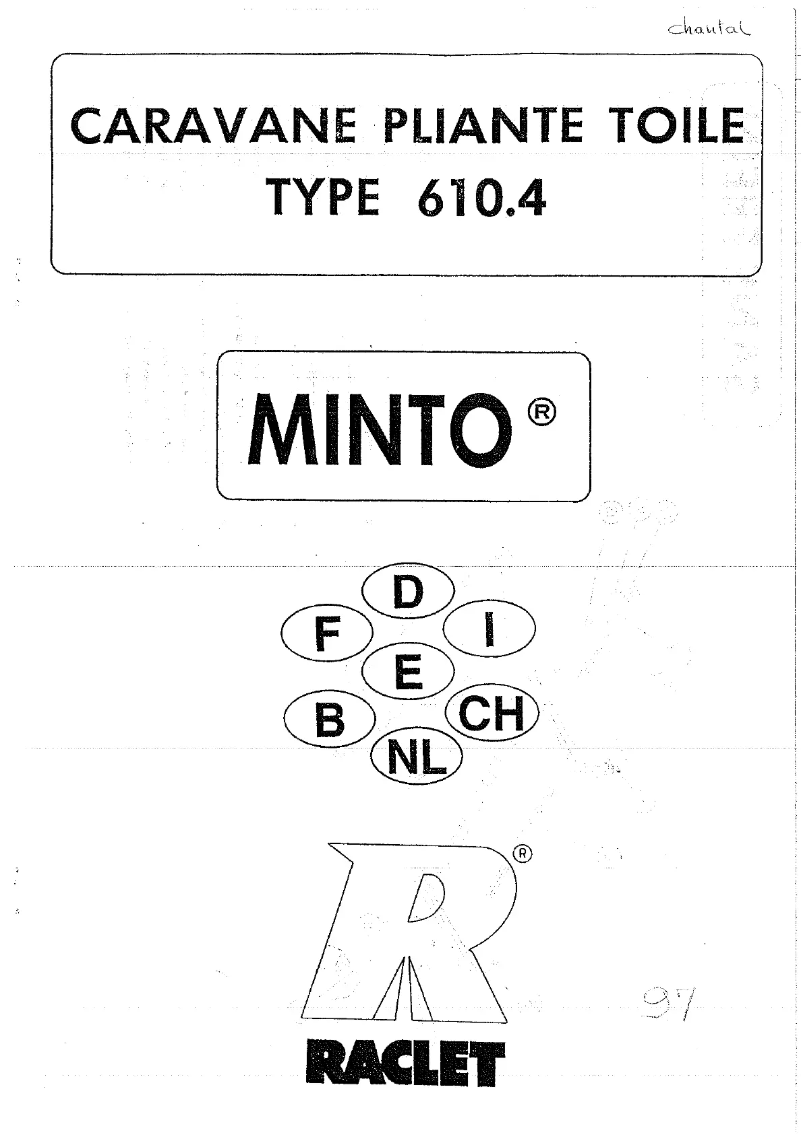 Page 1 de la notice Manuel utilisateur Raclet Minto (610.4)