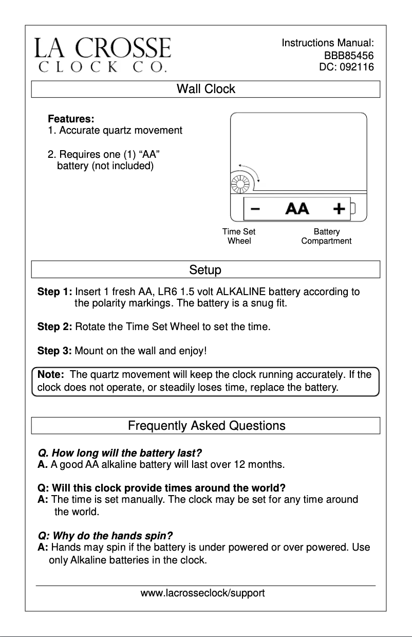 Page 1 de la notice Manuel utilisateur La Crosse Technology BBB85456