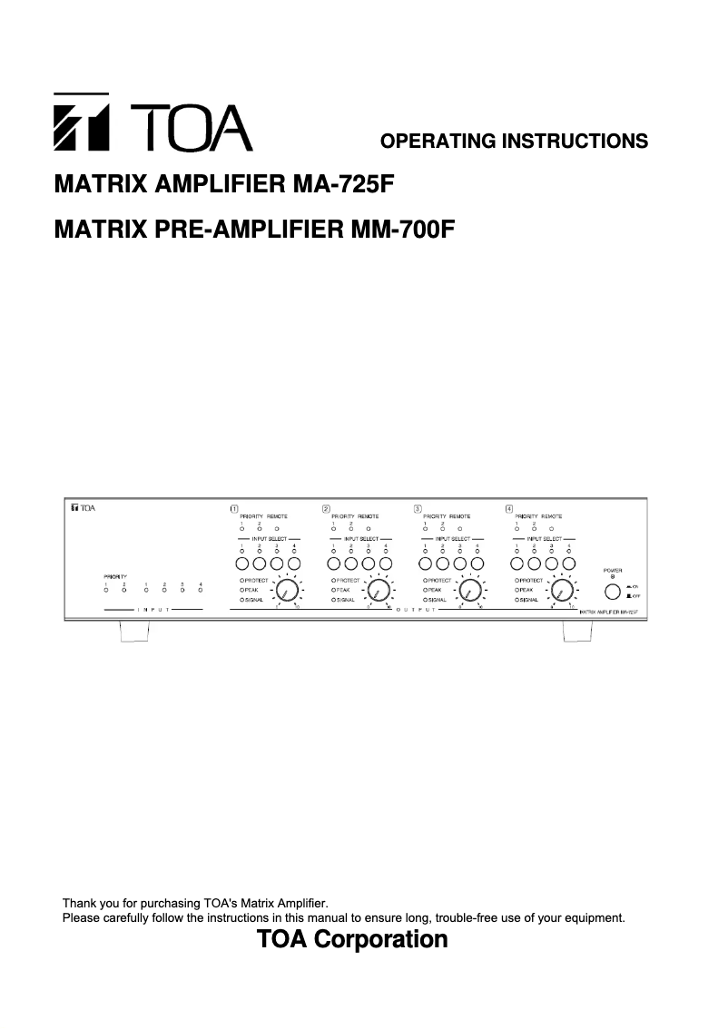 Page n°1 - Manuel utilisateur TOA MA-725F