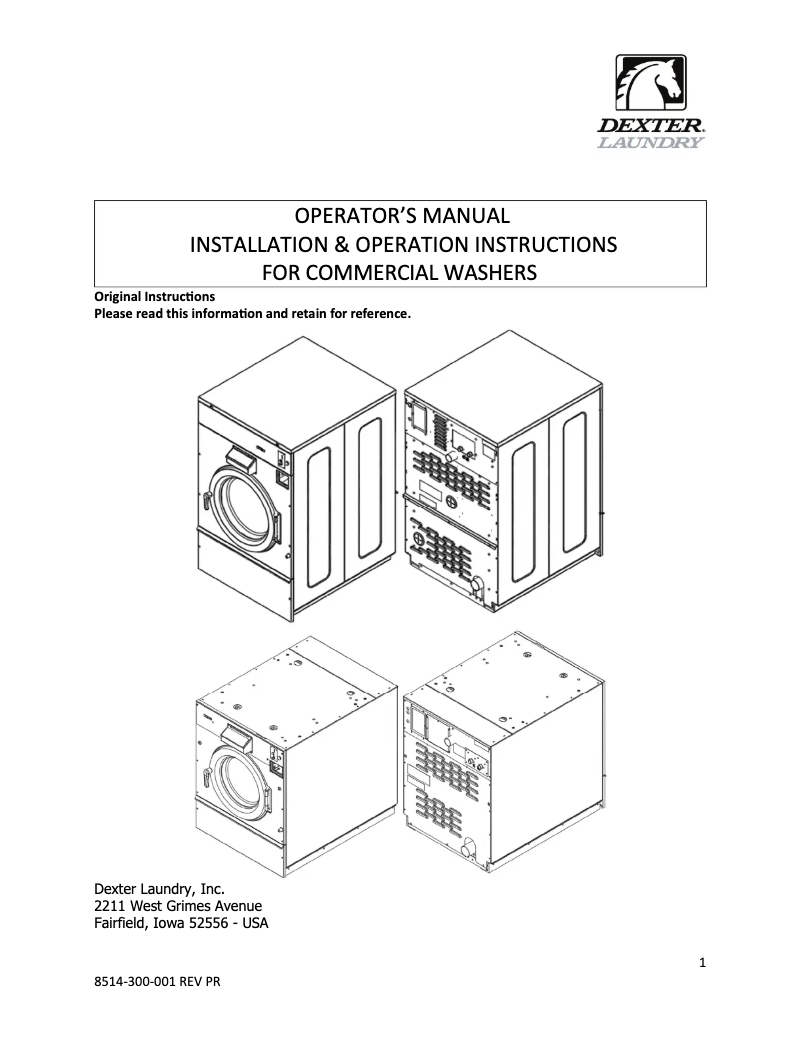 Page 1 de la notice Instructions / montage Dexter Laundry T-1800