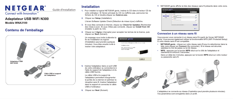 Page n°1 - Guide d'installation Netgear WNA3100