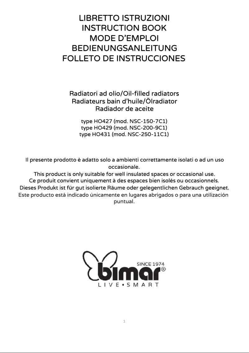 Page n°1 - Manuel utilisateur Bimar HO427