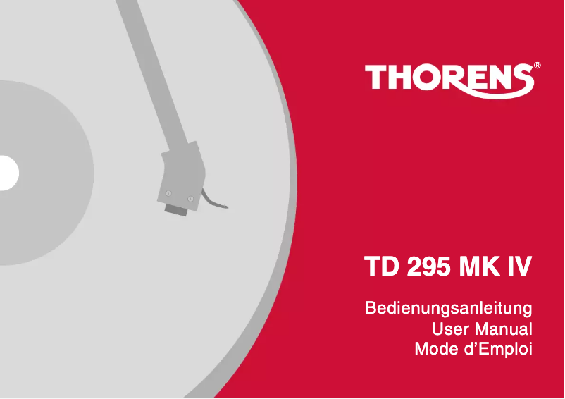 Page n°1 - Manuel utilisateur Thorens TD 295 MKIV