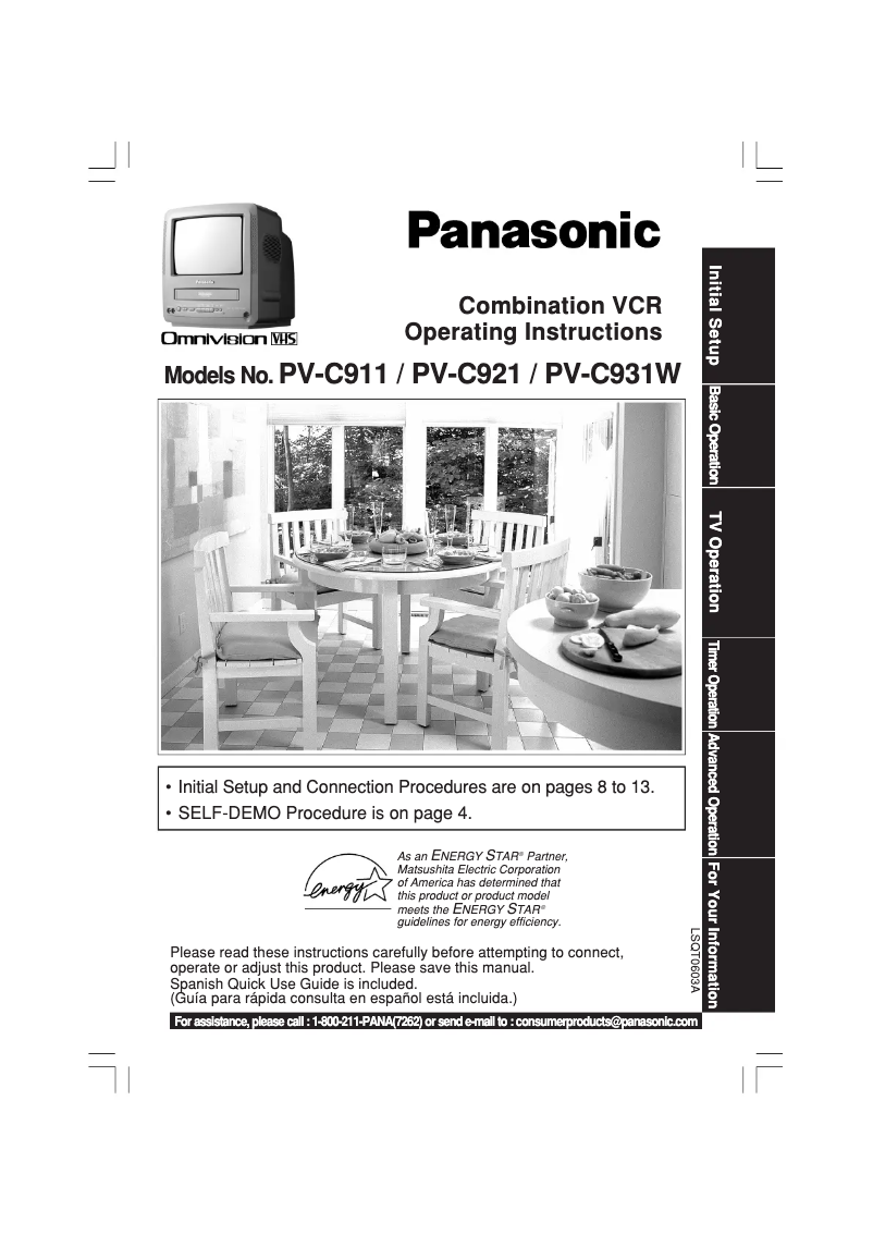 Page 1 de la notice Manuel utilisateur Panasonic PV-C931