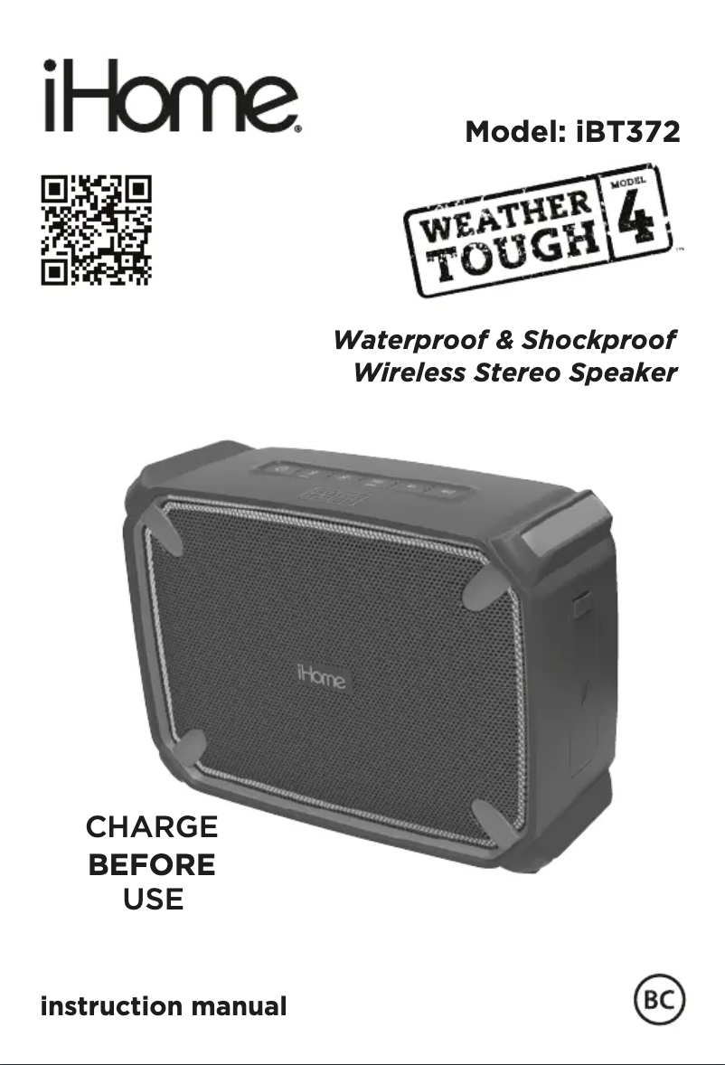 Page 1 de la notice Manuel utilisateur iHome iBT372