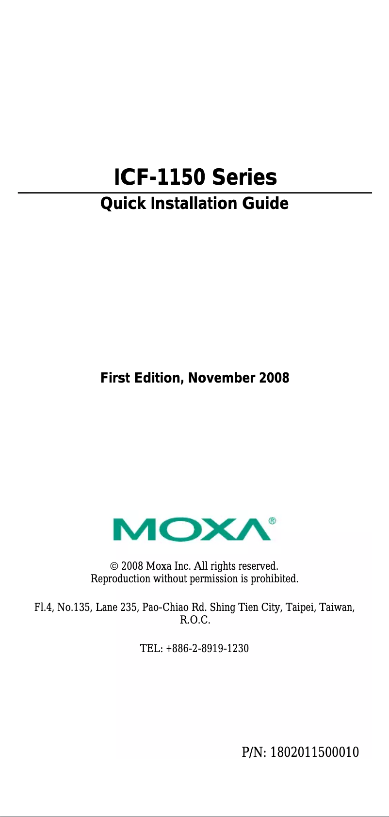 Page n°1 - Manuel utilisateur Moxa ICF-1150-S-ST-T
