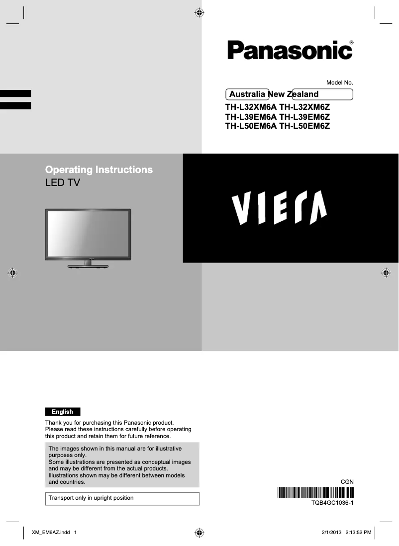 Page 1 de la notice Manuel utilisateur Panasonic TH-L32XM6A