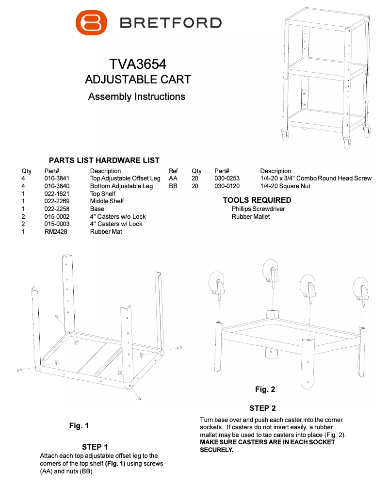Page n°1 - Manuel utilisateur Bretford TVA3654-P5