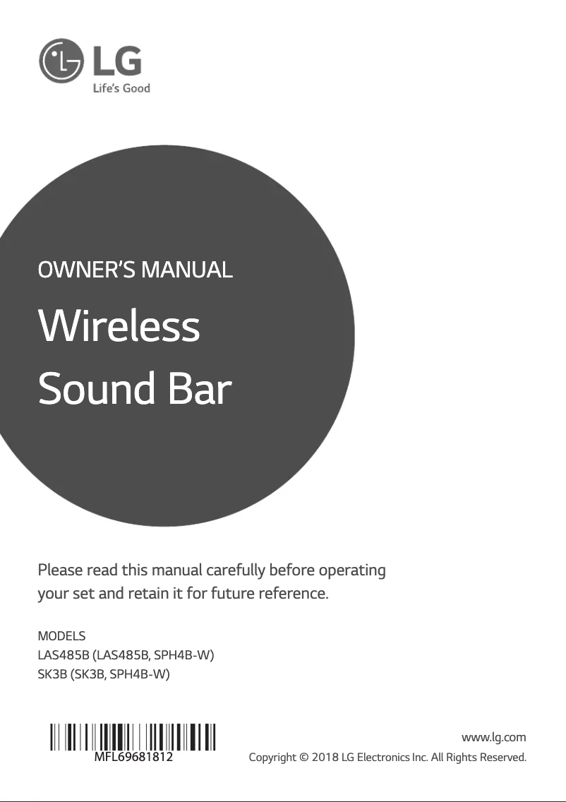 Page 1 de la notice Manuel utilisateur LG LAS485B