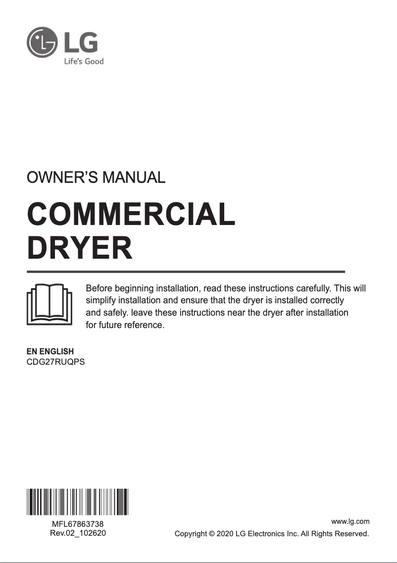 Page 1 de la notice Manuel utilisateur LG CDG27RUQPS