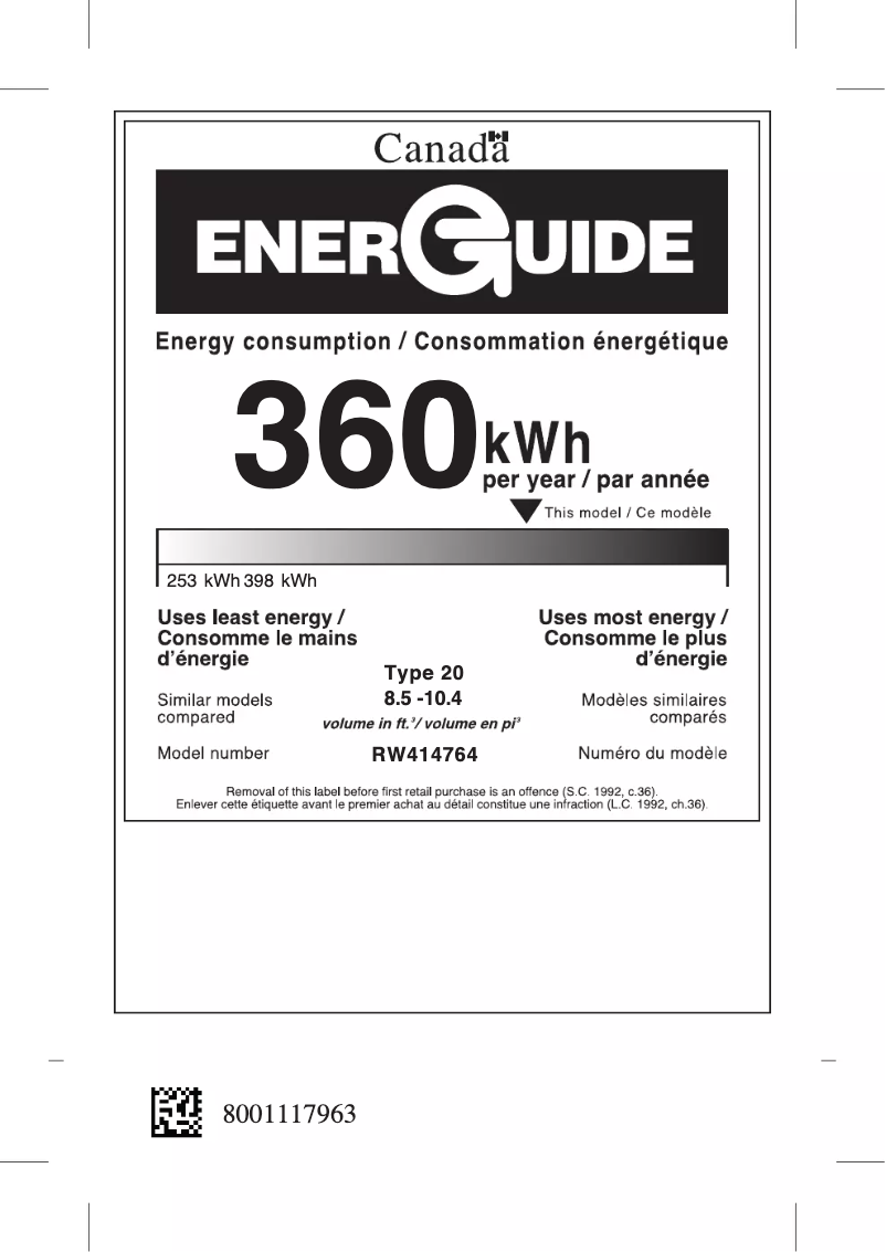 Page 1 de la notice Label énergétique Gaggenau RW414764