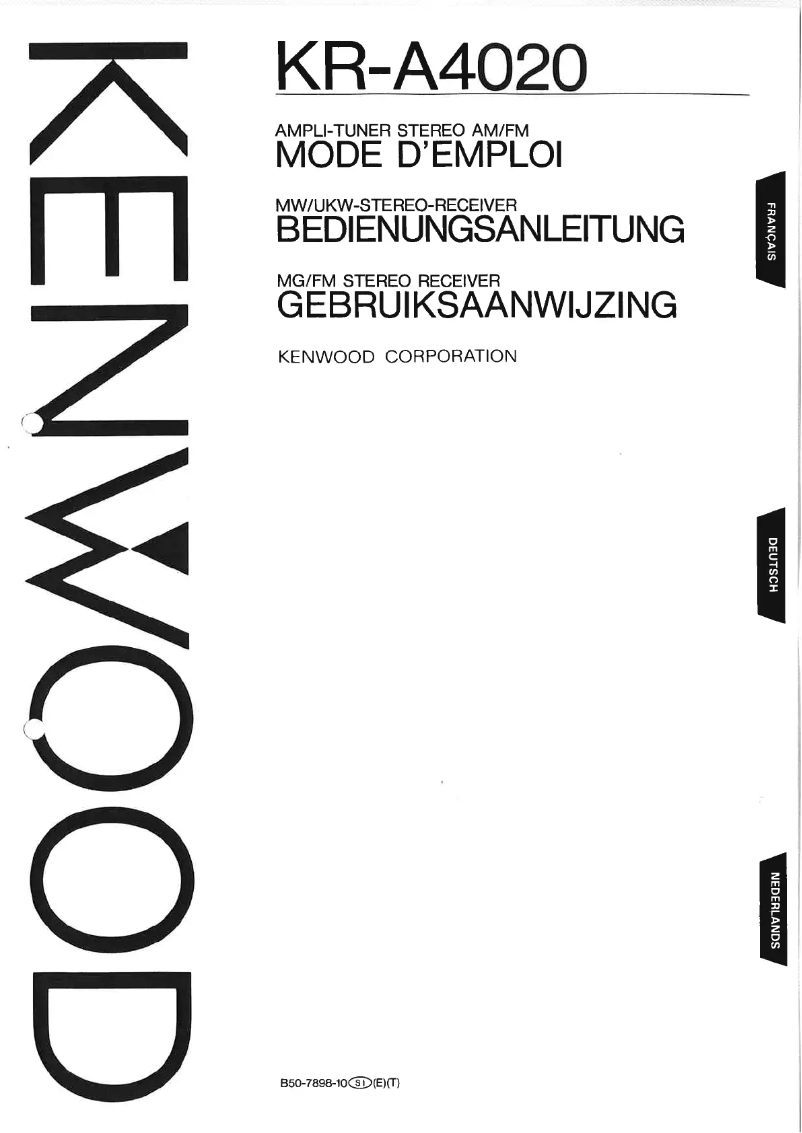 Page n°1 - Manuel utilisateur Kenwood KR-A4020