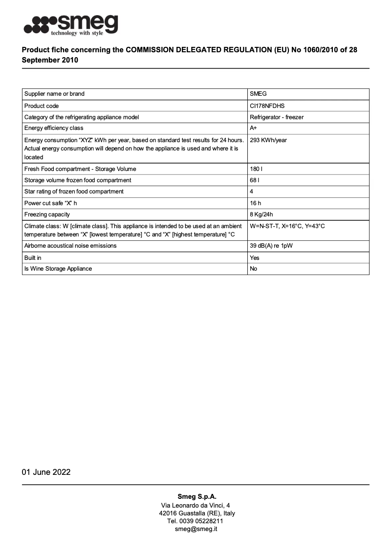 Page 1 de la notice Brochure Smeg CI178NFDHS
