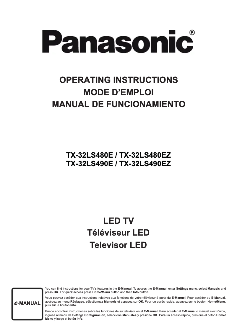 Page 1 de la notice Manuel utilisateur Panasonic Viera TX-32LS480E