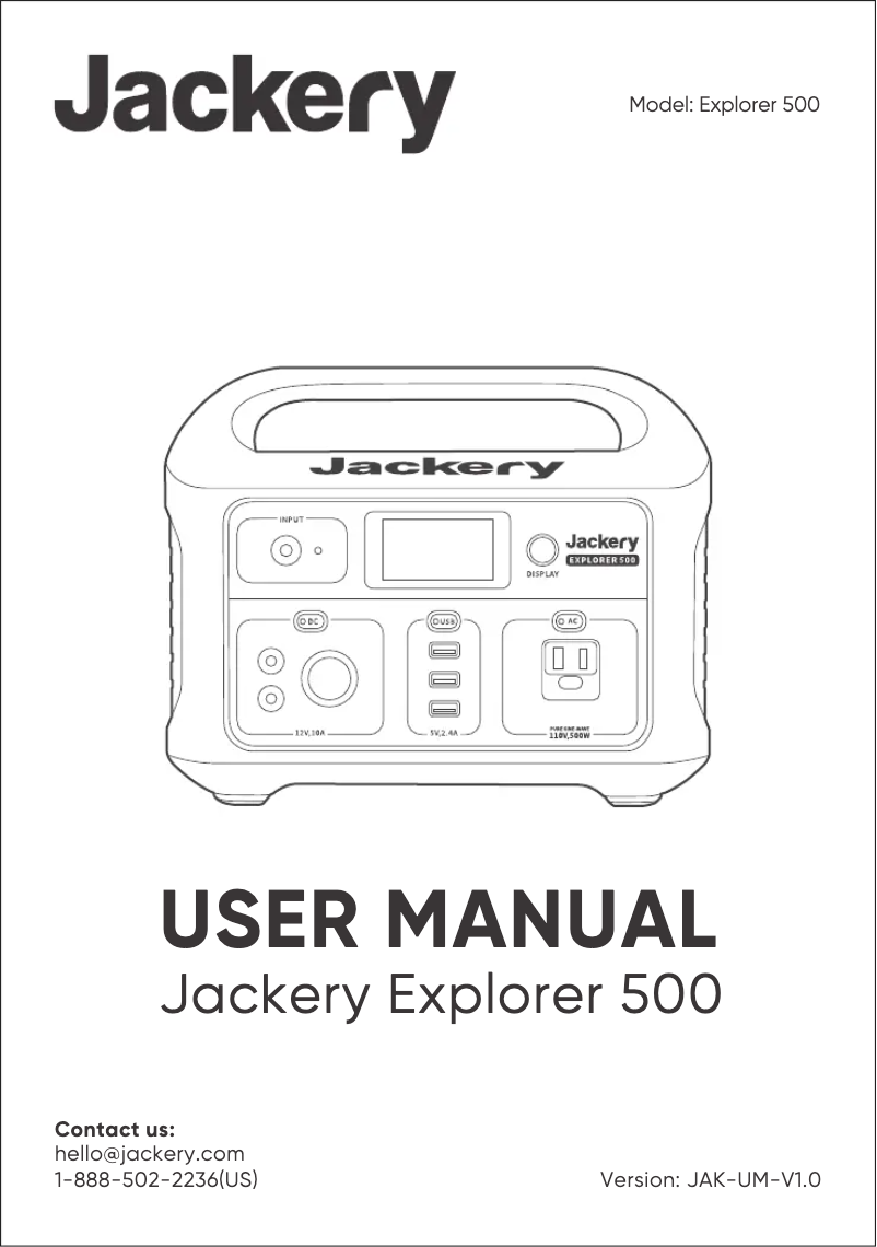 Page n°1 - Manuel utilisateur Jackery Explorer 500