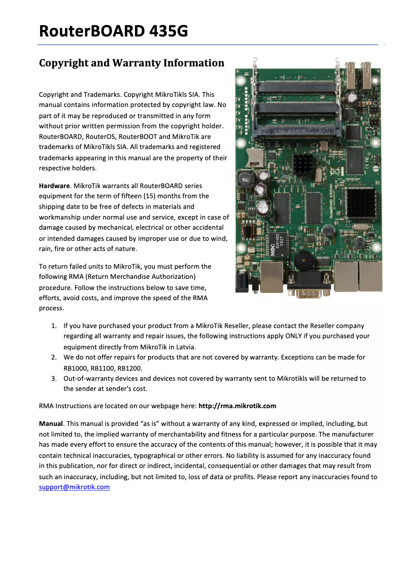 Image de la première page du manuel de l'appareil RB435G