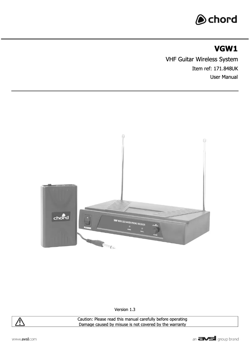 Page 1 de la notice Manuel utilisateur Chord VGW1