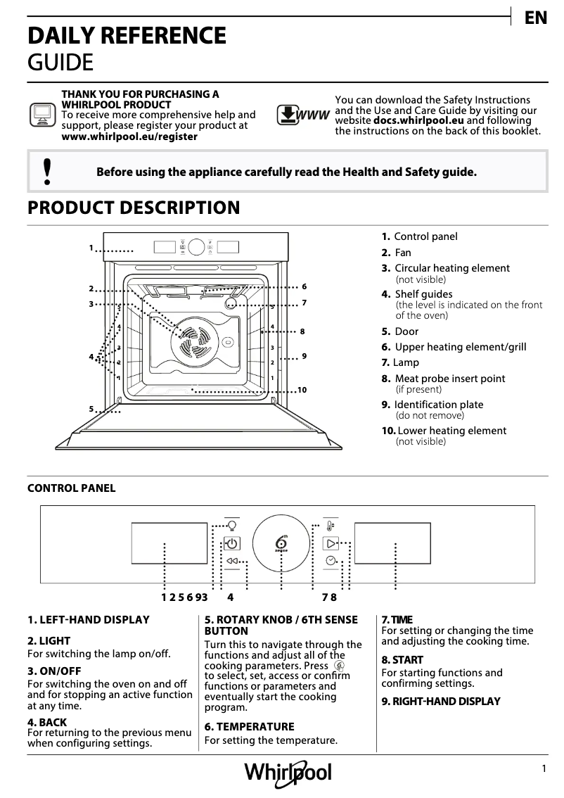 Page 1 de la notice Guide d'installation Whirlpool AKZ9 6230 IX