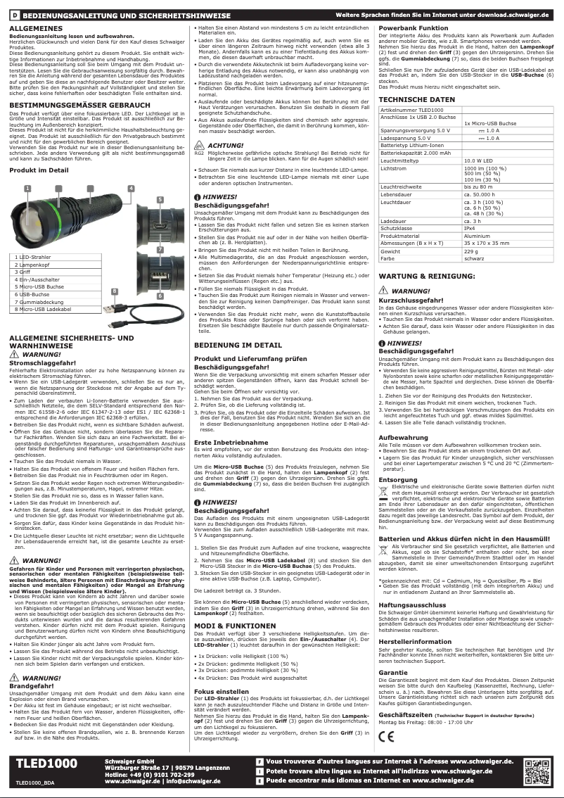 Image de la première page du manuel de l'appareil TLED1000