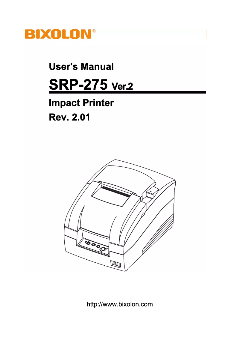 Page 1 de la notice Manuel utilisateur Bixolon SRP-275E