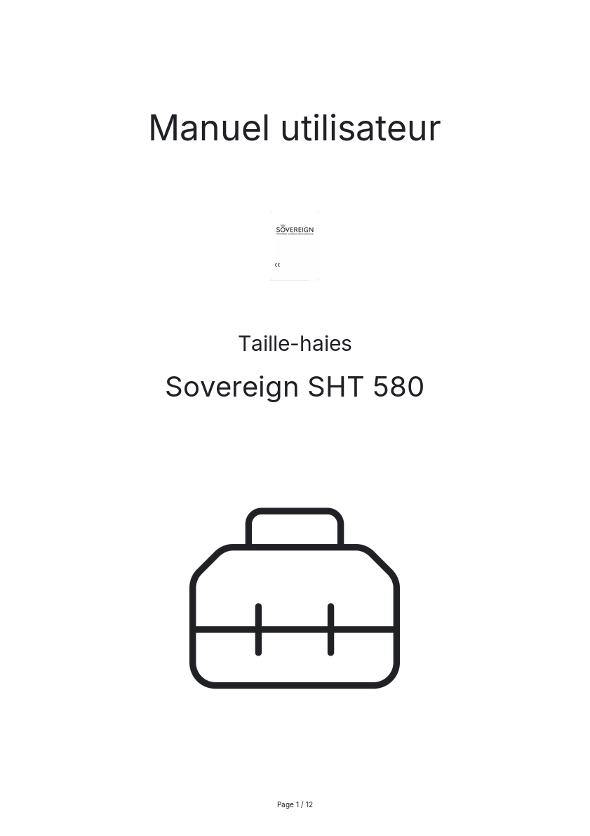 Page n°1 - Manuel utilisateur Sovereign SHT 580