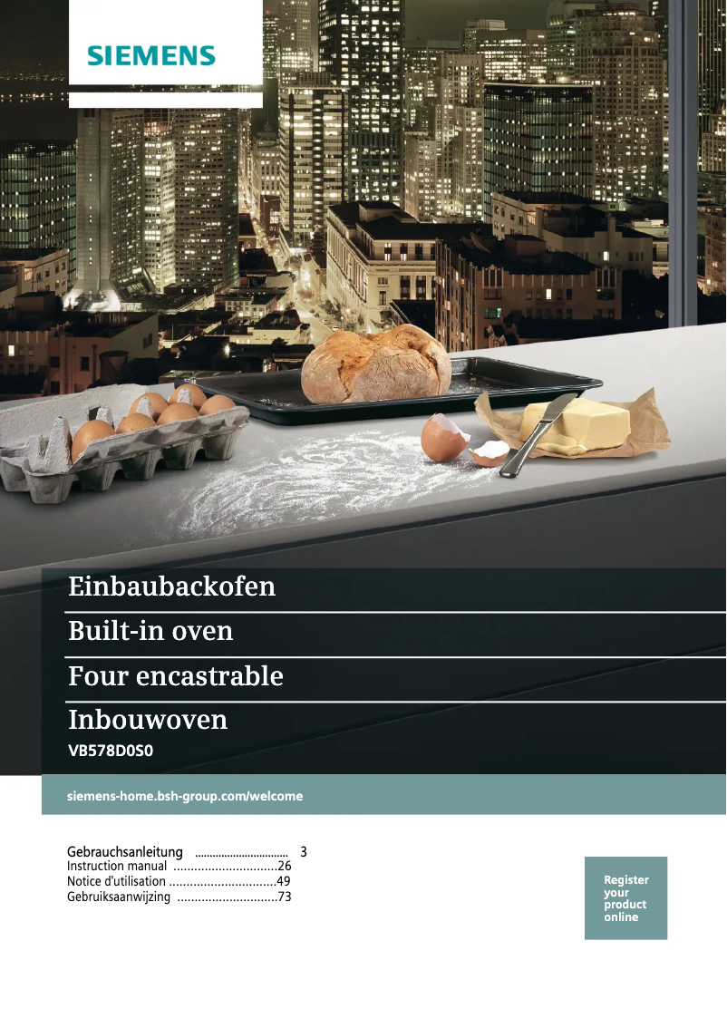 Page n°1 - Manuel d'utilisation et d'entretien Siemens iQ500 VB578D0S0