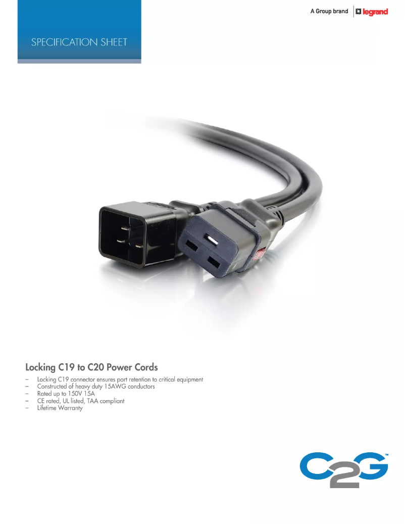 Page 1 de la notice Manuel utilisateur C2G 3m, C20/C19