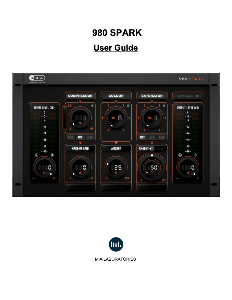 Page 1 de la notice Manuel utilisateur MIA Laboratories 980 Spark