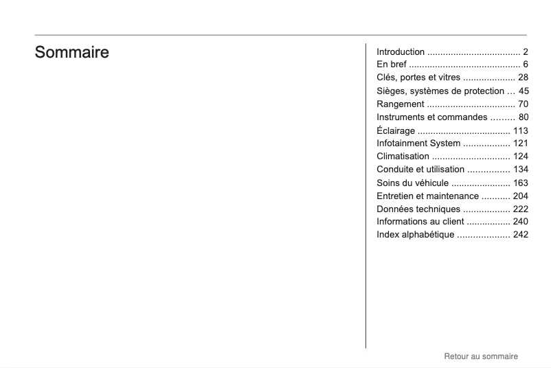 Page 1 de la notice Manuel utilisateur Opel Zafira (2009)
