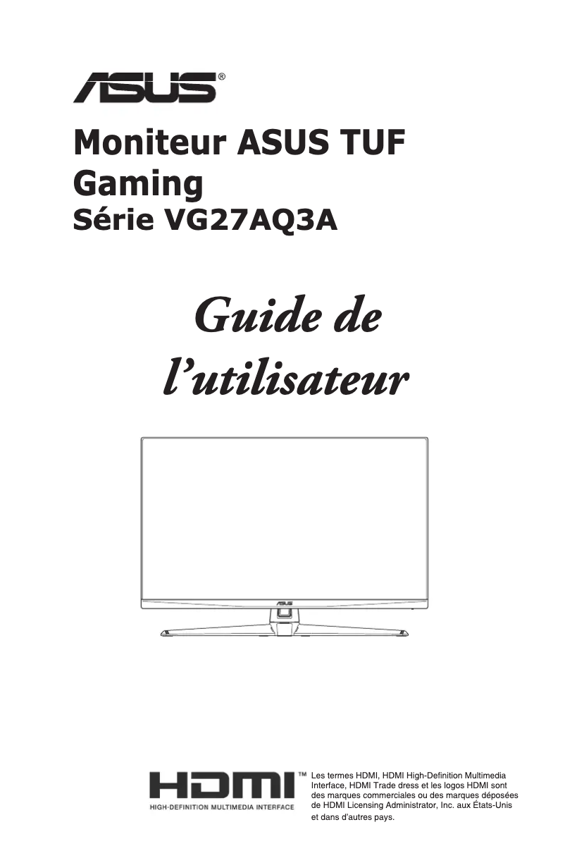 Image de la première page du manuel de l'appareil TUF Gaming VG27AQ3A