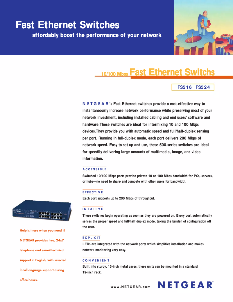 Page n°1 - Fiche technique Netgear FS524